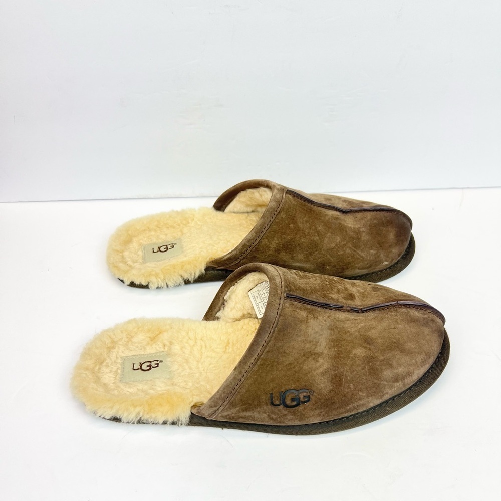 UGG Australia Classic Scuff Shearling Men’s Size 9 Slippers Brown Fur Lined 5776